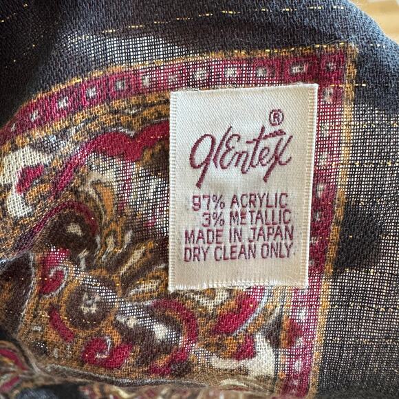 Vintage Glentex Dark Brown Paisley Floral Lightweight Boho Square Scarf - Picture 5 of 9